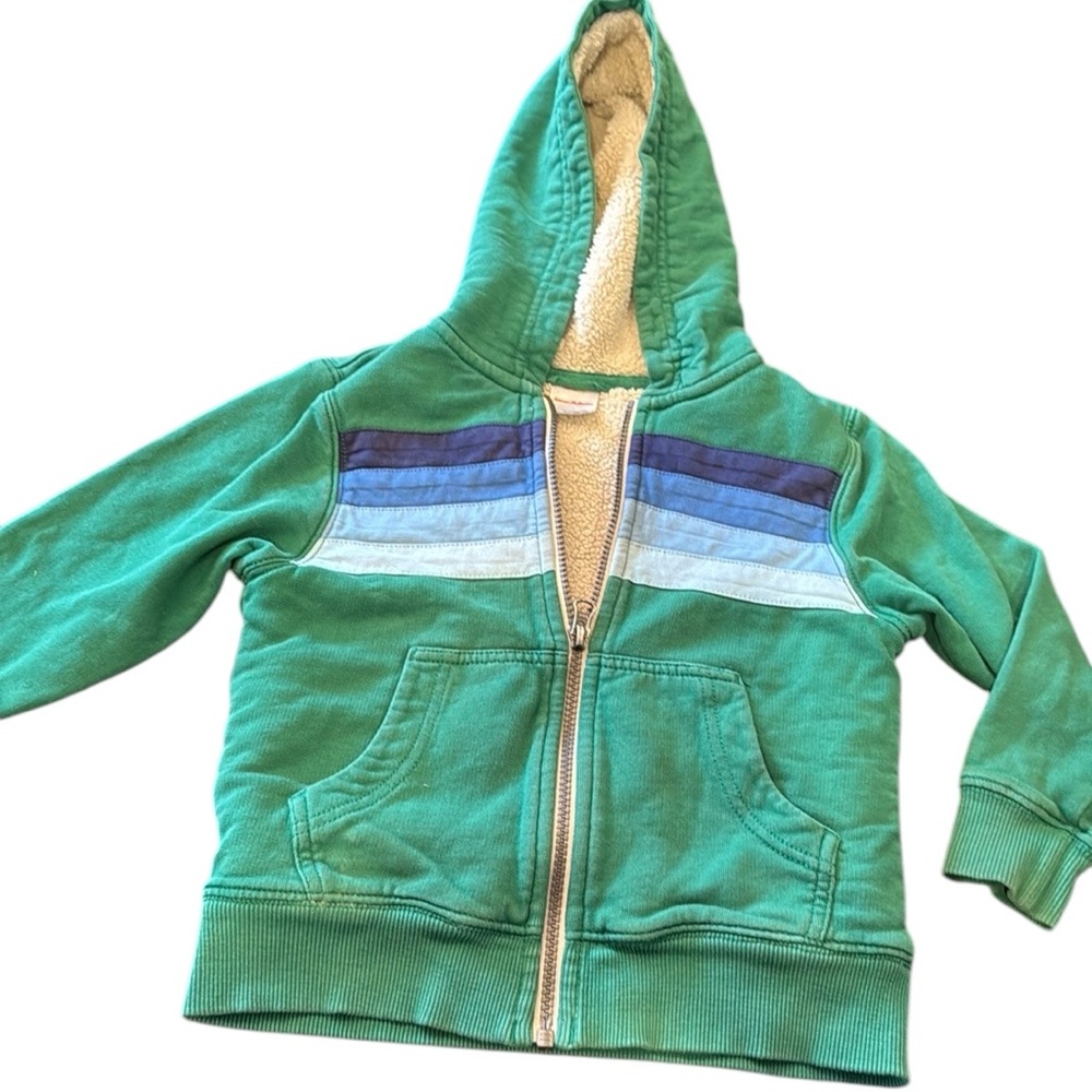 Hanna Andersson Girls Full Zip Sweatshirt with hoodie Sherpa lining Size 4